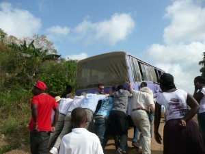 pushing the bus